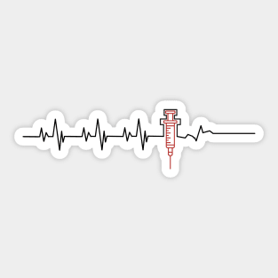 Heartbeat Heart Monitor - Flatline - Myocarditis Awareness - Red Syringe Sticker
